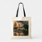 Het prachtige bergmeer in de Evening Foto Tote Bag (Achterkant)