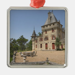 Het prachtige Kasteel de Pressac en tuin Metalen Ornament