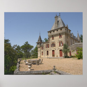 Het prachtige Kasteel de Pressac en tuin Poster