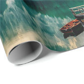 Het prachtige landschap van de berg en het meer in cadeaupapier (Rol Hoek)