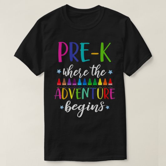 Het pre-K Adventure van de Leeraar begint Eerste D T-shirt (Design voorkant)