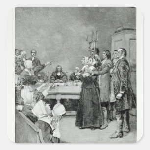 Het proces van een heks vierkante sticker