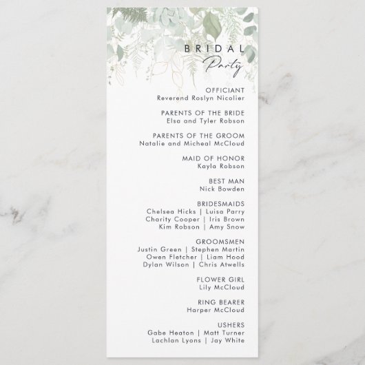 Het programma Greenery en Gold Leaf Wedding (Achterkant)