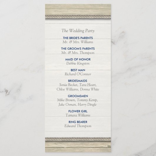 Het programma Knot Rustic Beach Wedding (Achterkant)