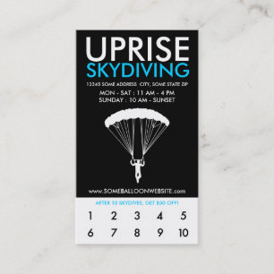 het programma " skydiving rewards " klantenkaartje