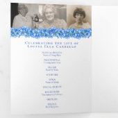 Het programma van de begrafenisdienst blauw vergee (Binnenzijde eerst)