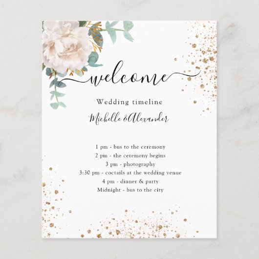 Het programma van de bruiloft florale eucalyptus (Voorkant)