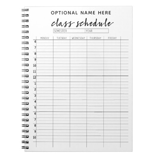 Het Programma van de klasse voor Semester - zwart- Notitieboek (Voorkant)