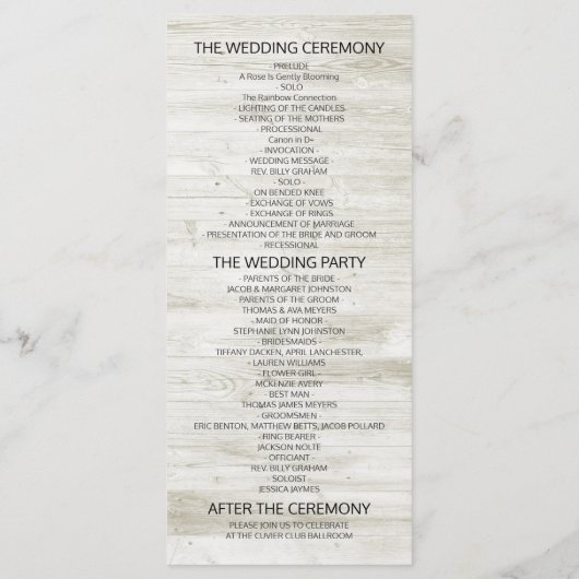 Het Programma van de weddenschap Rustic houten blo (Achterkant)