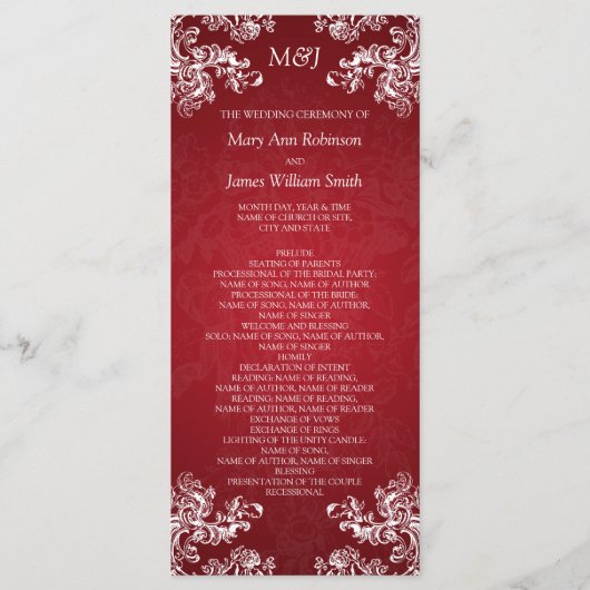 Het Programma van het huwelijk Zwemelen 2 Rood (Voorkant)