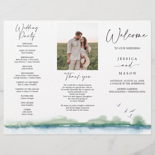 Het programma voor het huwelijk van het bergmeer v flyer (Voorkant)