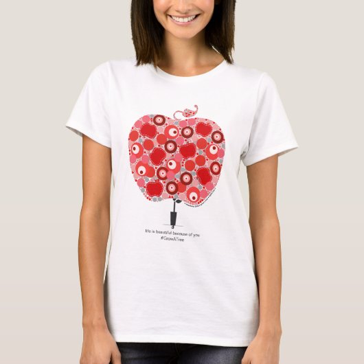 Het project "Groei A Tree" — een appelboom T-shirt (Voorkant)