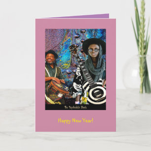 Het psychedelische Gelukkige Nieuwjaar van de Feestdagen Kaart