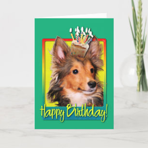 Het Puppy Cupcake - Sheltie van de verjaardag - Kaart