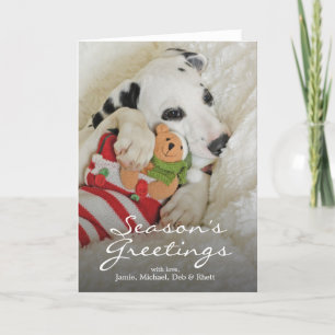Het puppy van Dalmation met de Kous van Kerstmis Feestdagen Kaart