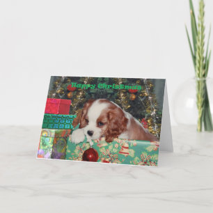 Het Puppy van Kerstmis van Blenheim Feestdagen Kaart