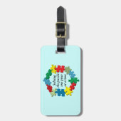 Het Puzzle-Bagagelabel oplossen.. Blauw Bagagelabel (Voorkant verticaal)