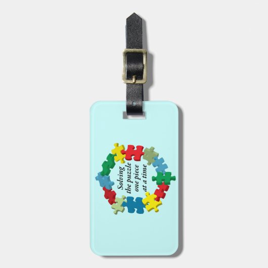 Het Puzzle-Bagagelabel oplossen.. Blauw Bagagelabel (Voorkant verticaal)