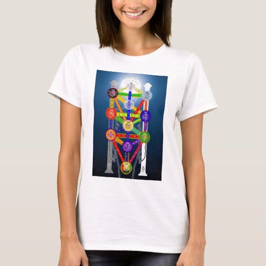 Het Qabalistisch diagram van de structuur van het T-shirt (Voorkant)