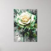 Het raadselachtige witte en groene Roos Canvas Afdruk (Voorkant)