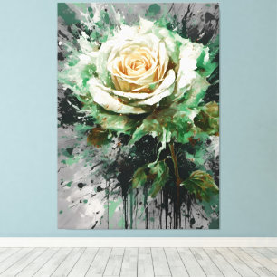 Het raadselachtige witte en groene Roos Canvas Afdruk