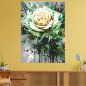 Het raadselachtige witte en groene Roos Canvas Afdruk (Insitu (Woonkamer))
