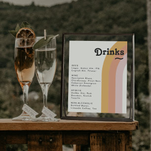Het Rainbow Wedding Drink Menu Sign van Modern Ret Poster