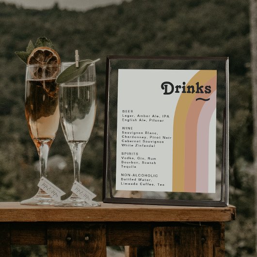 Het Rainbow Wedding Drink Menu Sign van Modern Ret Poster