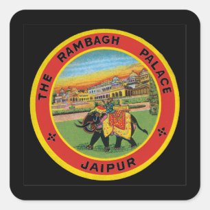 Het Rambagh Palace Jaipur_Vintage Travel Poster Vierkante Sticker
