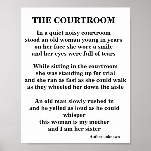 HET RECHTSZAAL GEDICHT POSTER (Voorkant)