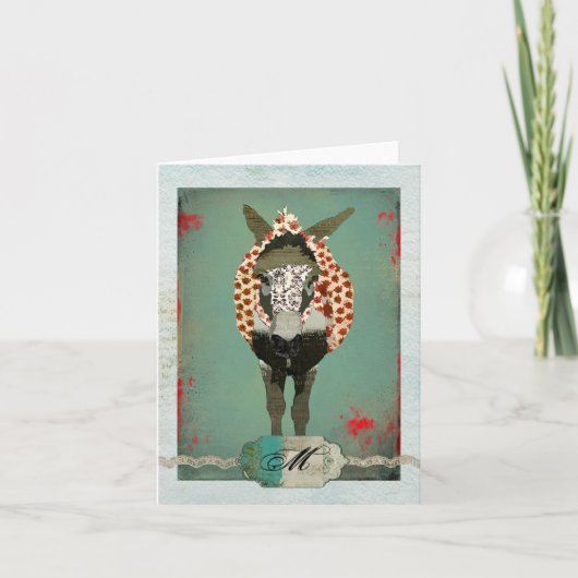 Het Red Rose Monogram Notecard van Mozes Notitiekaartje (Voorkant)