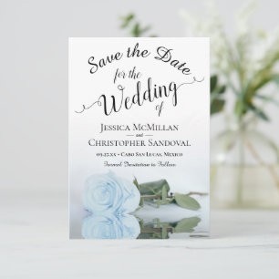 Het reflecteren van een licht donkerblauw Roos Rom Save The Date