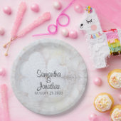 Het reflecteren van witte harten Romantic Wedding Papieren Bordje (Feest)