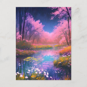 Het regenboogkleurige moeras in het betoverende bo briefkaart