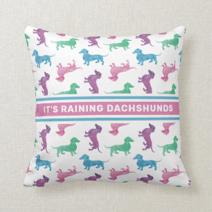Het regent Dachshunds Cute Pastel Doxies Kussen