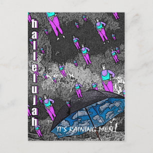 Het regent Mannen! Briefkaart