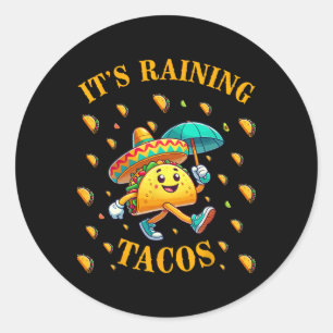 Het regent taco's Grappige taco liefhebbers Kinder Ronde Sticker