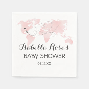 Het Reizigersavontuur Blush roze Baby shower voor  Servet