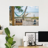Het relaxen op de strandfoto poster (Thuiskantoor)