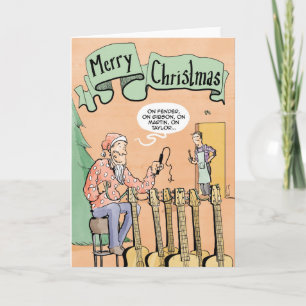Het Rendier van de Gitaar van de kerstkaart Feestdagen Kaart