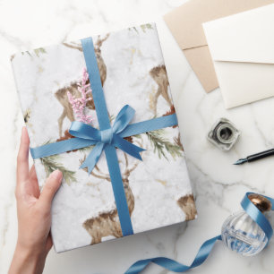 Het rendierpatroon van de klap met fir tak & pinec cadeaupapier