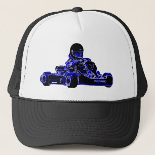 Het Rennen van Kart Blauw en Wit Trucker Pet
