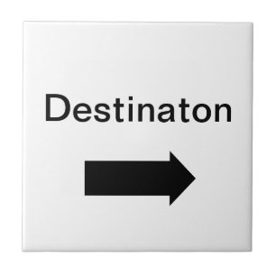 Het richtingpijlteken zwart op wit tegeltje