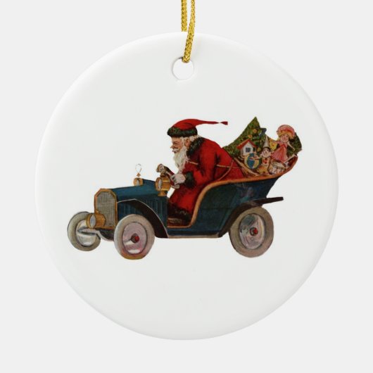 Het rijden Santa Ornament (Voorkant)
