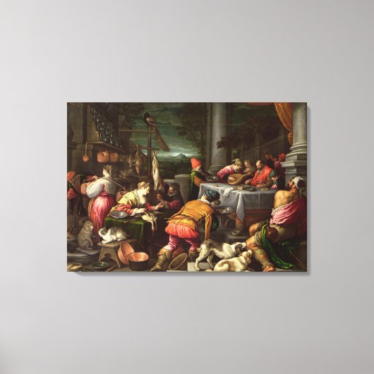 Het rijke Man en Lazarus, 1590-95 Canvas Afdruk (Voorkant)