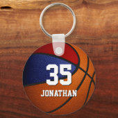 het rode blauwe team kleuren basketbalfeesten sleutelhanger (Voorkant)