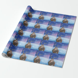 Het rode Deer Cervus elaphus en het winterlandscha Cadeaupapier