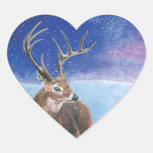 Het rode Deer Cervus elaphus en het winterlandscha Hart Sticker