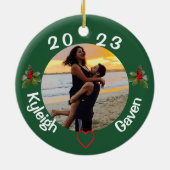 Het Rode en Groene Kerst Keramische Ornament van h (Achterkant)