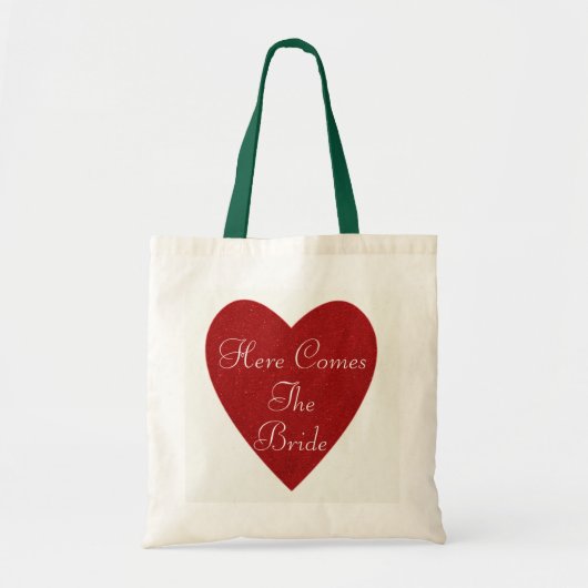Het rode glitterhart hier komt de bride tegen tote bag (Voorkant)